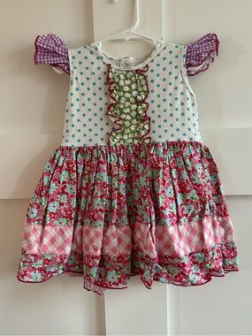 Olive Mae Clothing- Girls' Floral Patchwork Flutter Dress